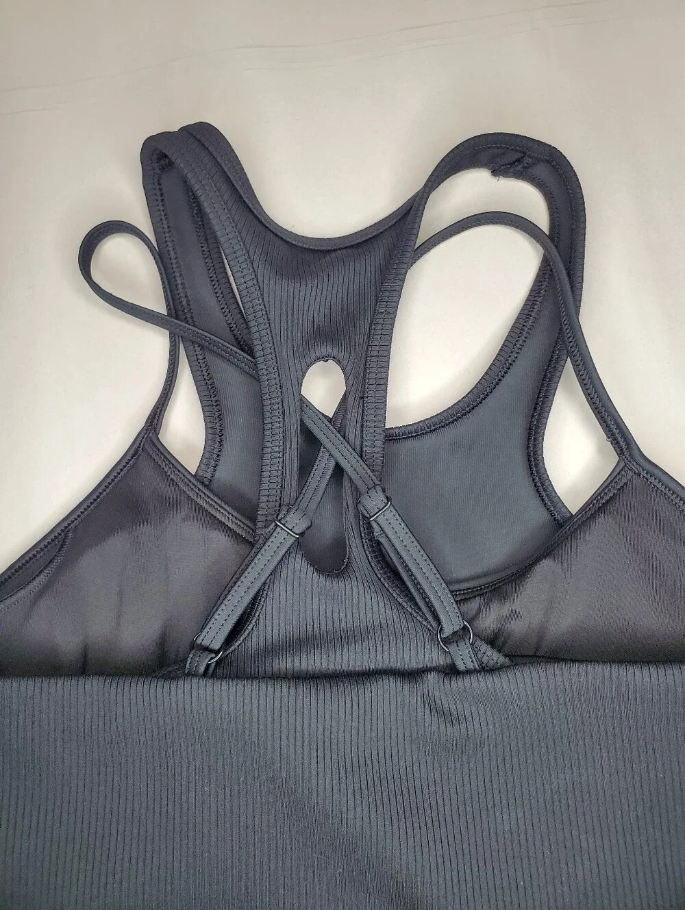 ALO Ribbed Airlift Enchanted Bra Tank in Black Size S